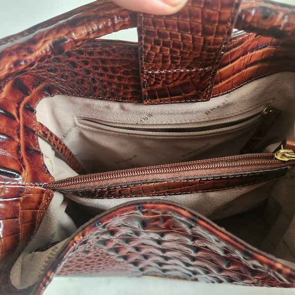 Brahmin Pecan Melbourne Mini Amelia Wallet Shoulder or Handle Top Bucket Bag - Picture 7 of 11